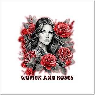 Women and Roses Posters and Art